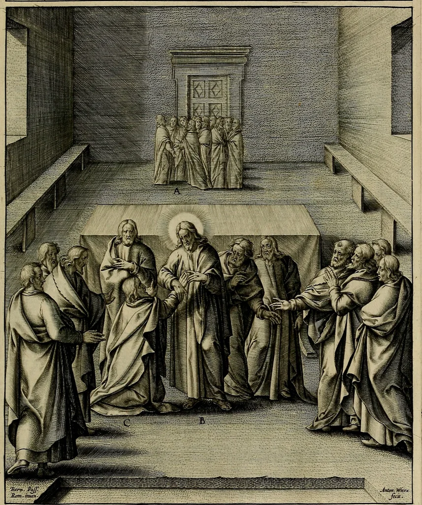 An illustration from Evangelicae historiae imagines : ex ordine euangeliorum, quae toto anno in missae sacrificio recitantur, in ordinem temporis vitae Christi digestae, 1593, leaf 300