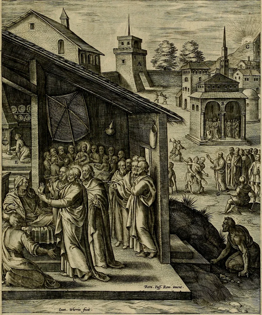 An illustration from Evangelicae historiae imagines : ex ordine euangeliorum, quae toto anno in missae sacrificio recitantur, in ordinem temporis vitae Christi digestae, 1593, leaf 50