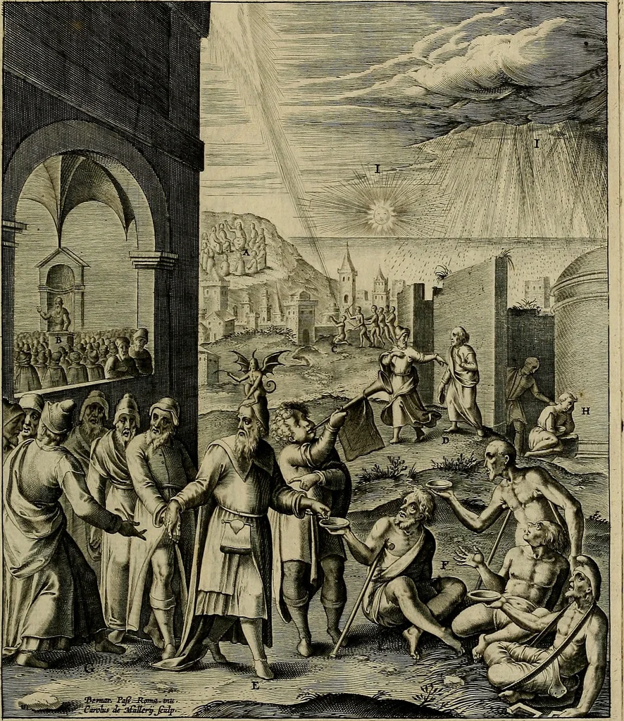 An illustration from Evangelicae historiae imagines : ex ordine euangeliorum, quae toto anno in missae sacrificio recitantur, in ordinem temporis vitae Christi digestae, 1593, leaf 54