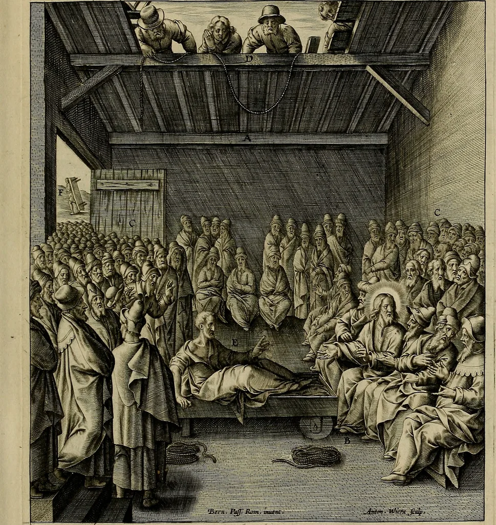 An illustration from Evangelicae historiae imagines : ex ordine euangeliorum, quae toto anno in missae sacrificio recitantur, in ordinem temporis vitae Christi digestae, 1593, leaf 74