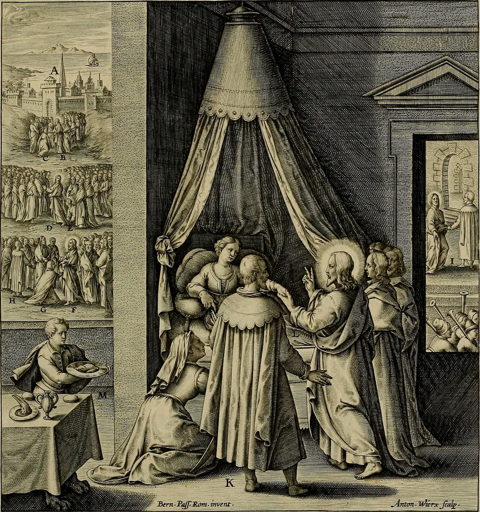 An illustration from Evangelicae historiae imagines : ex ordine euangeliorum, quae toto anno in missae sacrificio recitantur, in ordinem temporis vitae Christi digestae, 1593, leaf 76