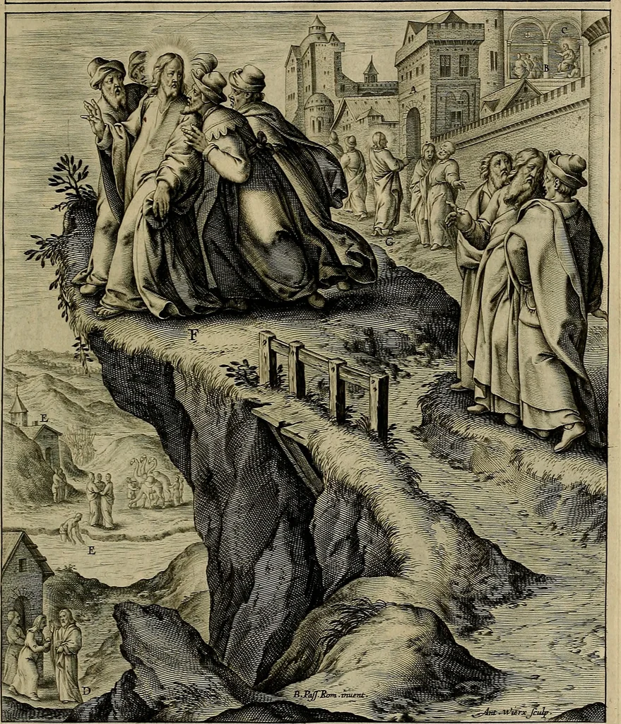 An illustration from Evangelicae historiae imagines : ex ordine euangeliorum, quae toto anno in missae sacrificio recitantur, in ordinem temporis vitae Christi digestae, 1593, leaf 94
