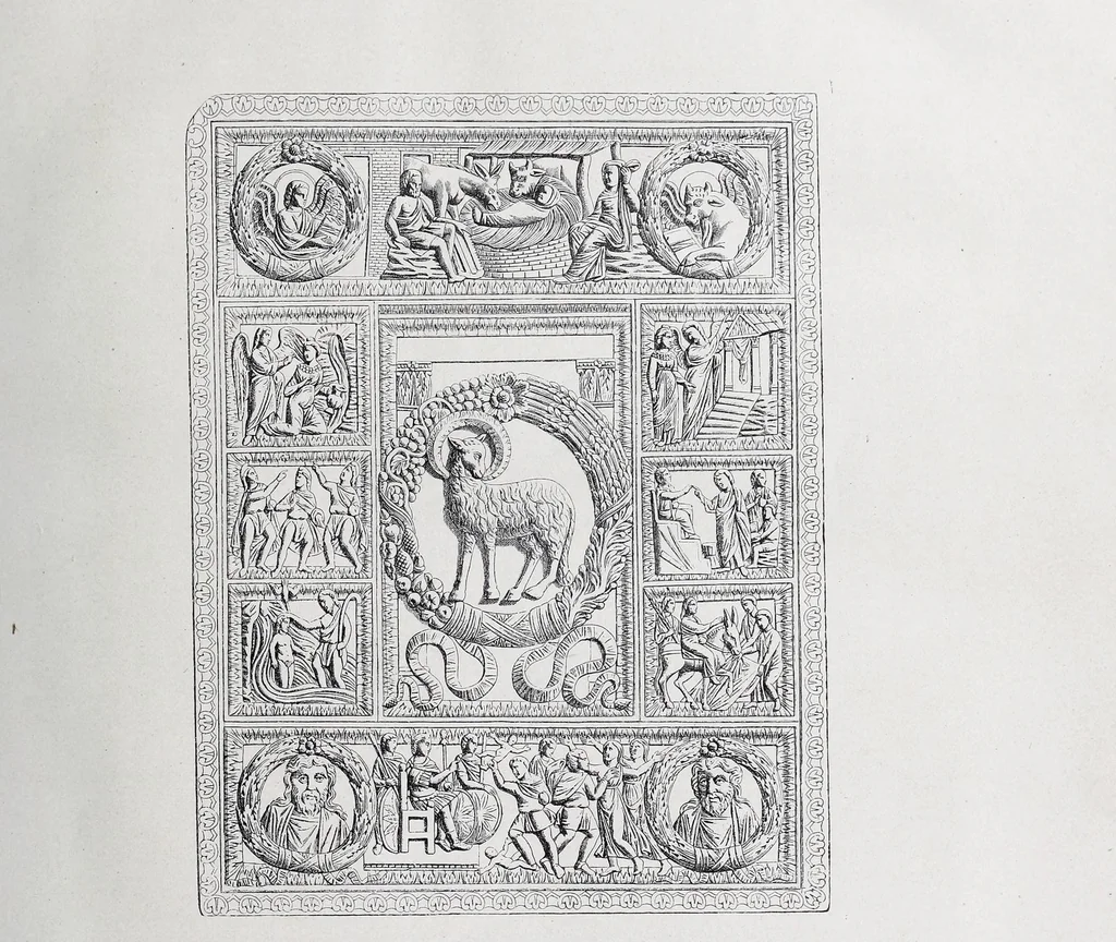 An illustration from Evangelīe v pami︠a︡tnikakh ikonografīi preimushchestvenno vizantīĭskikh i russkikh, 1892, leaf 107