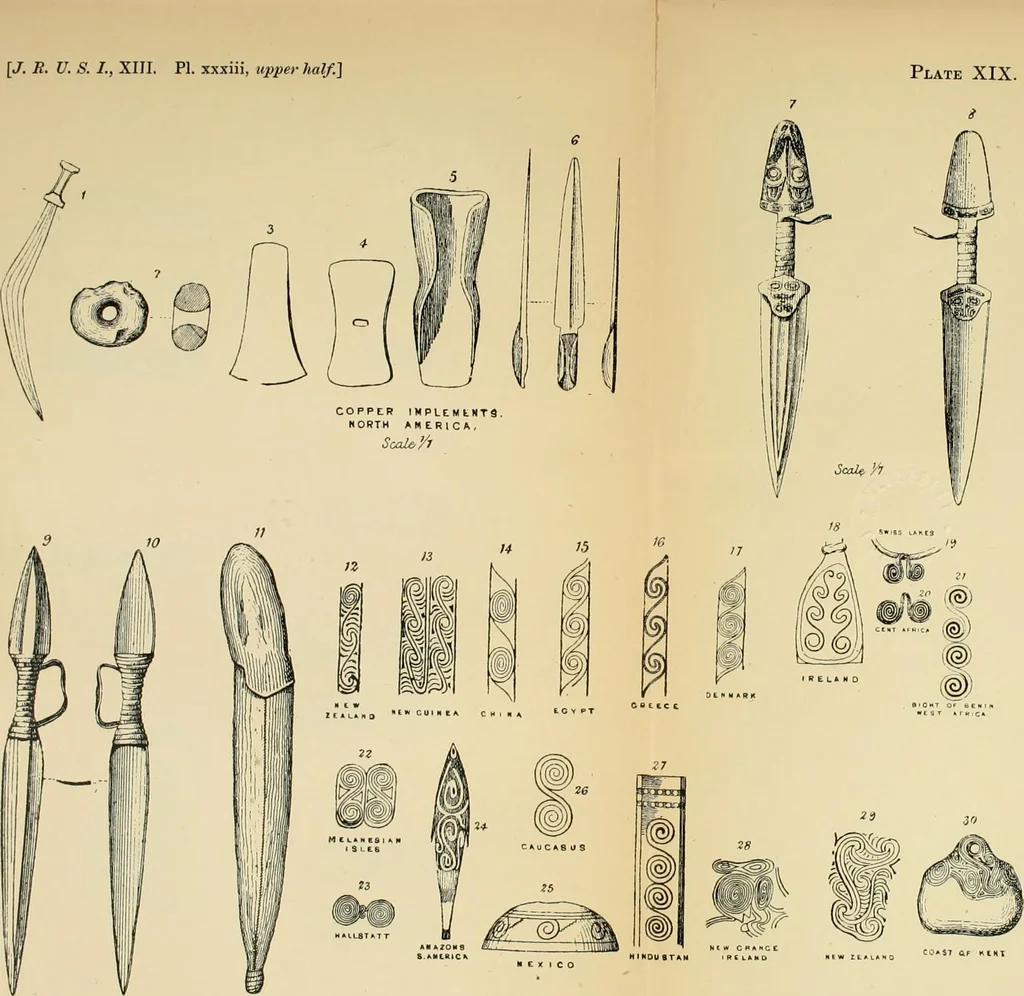 An illustration from The evolution of culture, and other essays, 1906, leaf 247