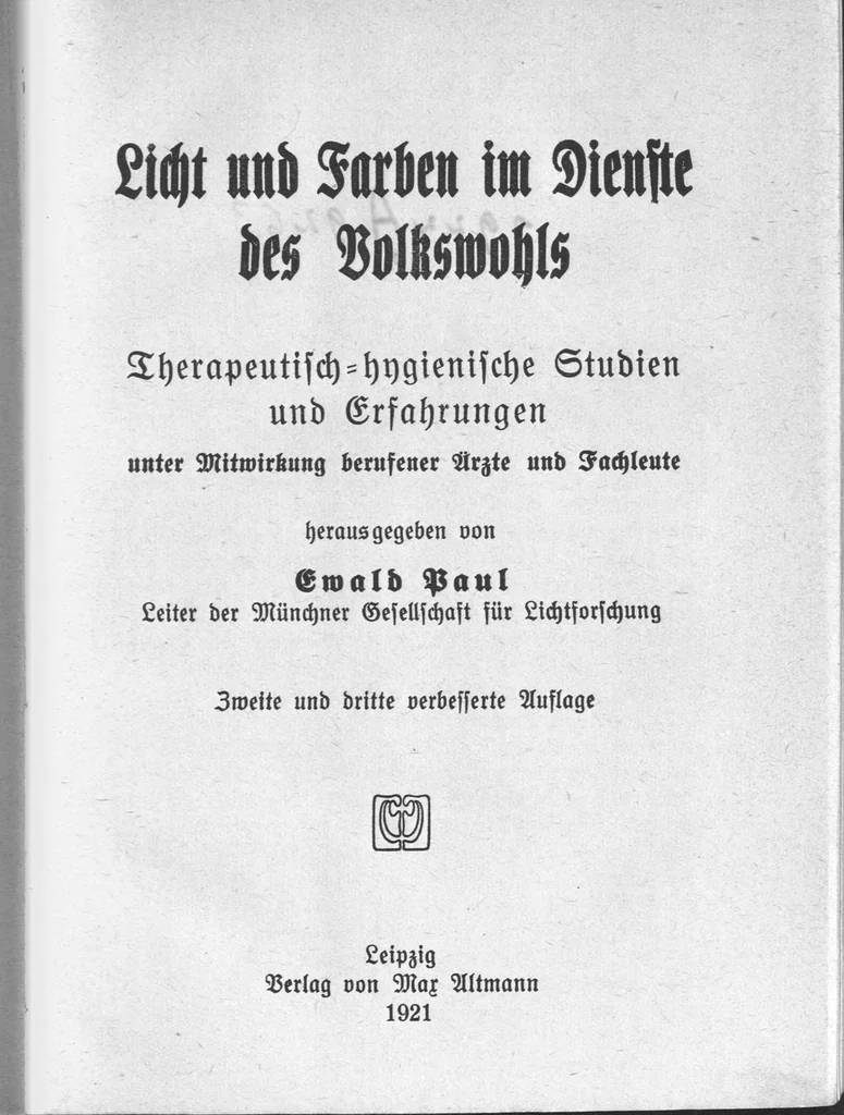 An illustration from Ewald Paul, Licht Und Farben Im Dienste Des Volkswohl 1921, 1921, leaf 1