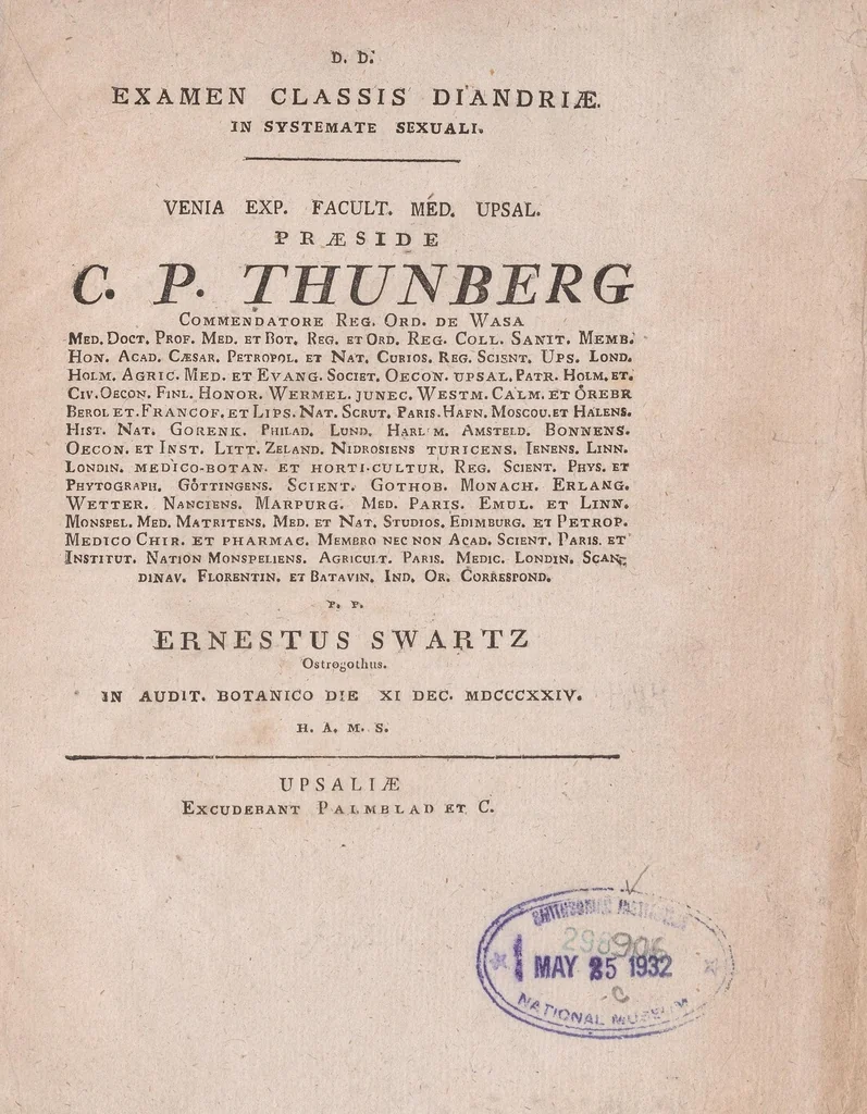 An illustration from Examen classis diandriæ in systemate sexuali .., 1824, leaf 5