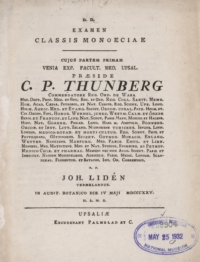 An illustration from Examen classis monoeciae .., 1825, leaf 5