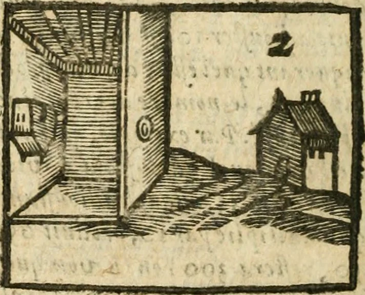 An illustration from Examen dv livre des Recreations mathematiqves, & de ses problemes en geometrie mechanique, optique & catoptrique [du J. Leurechon] Où sont aussi discutées & restabiles plusieurs experiences physiques y proposées, 1639, leaf 21