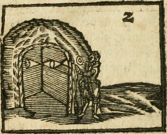 An illustration from Examen dv livre des Recreations mathematiqves, & de ses problemes en geometrie mechanique, optique & catoptrique [du J. Leurechon] Où sont aussi discutées & restabiles plusieurs experiences physiques y proposées, 1639, leaf 23
