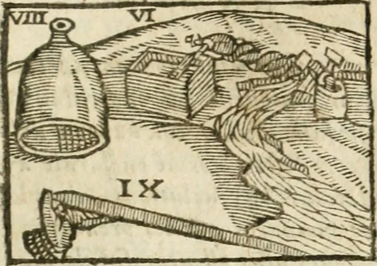 An illustration from Examen dv livre des Recreations mathematiqves, & de ses problemes en geometrie mechanique, optique & catoptrique [du J. Leurechon] Où sont aussi discutées & restabiles plusieurs experiences physiques y proposées, 1639, leaf 298