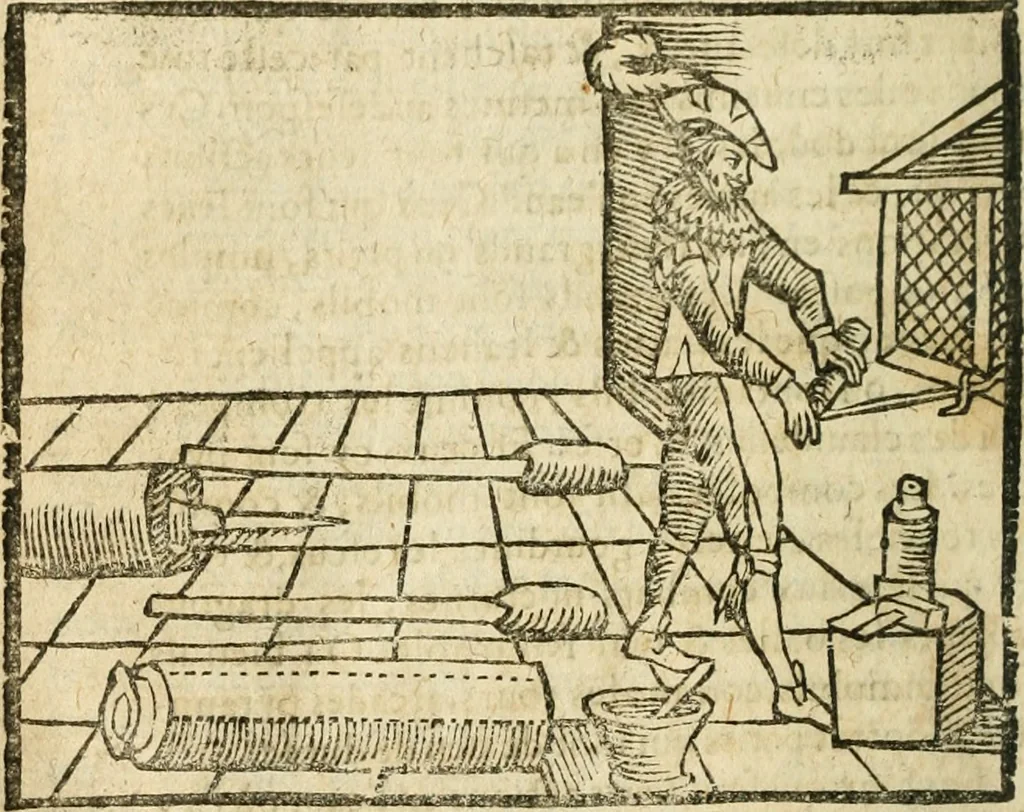 An illustration from Examen dv livre des Recreations mathematiqves, & de ses problemes en geometrie mechanique, optique & catoptrique [du J. Leurechon] Où sont aussi discutées & restabiles plusieurs experiences physiques y proposées, 1639, leaf 407