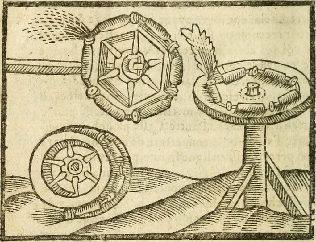 An illustration from Examen dv livre des Recreations mathematiqves, & de ses problemes en geometrie mechanique, optique & catoptrique [du J. Leurechon] Où sont aussi discutées & restabiles plusieurs experiences physiques y proposées, 1639, leaf 423