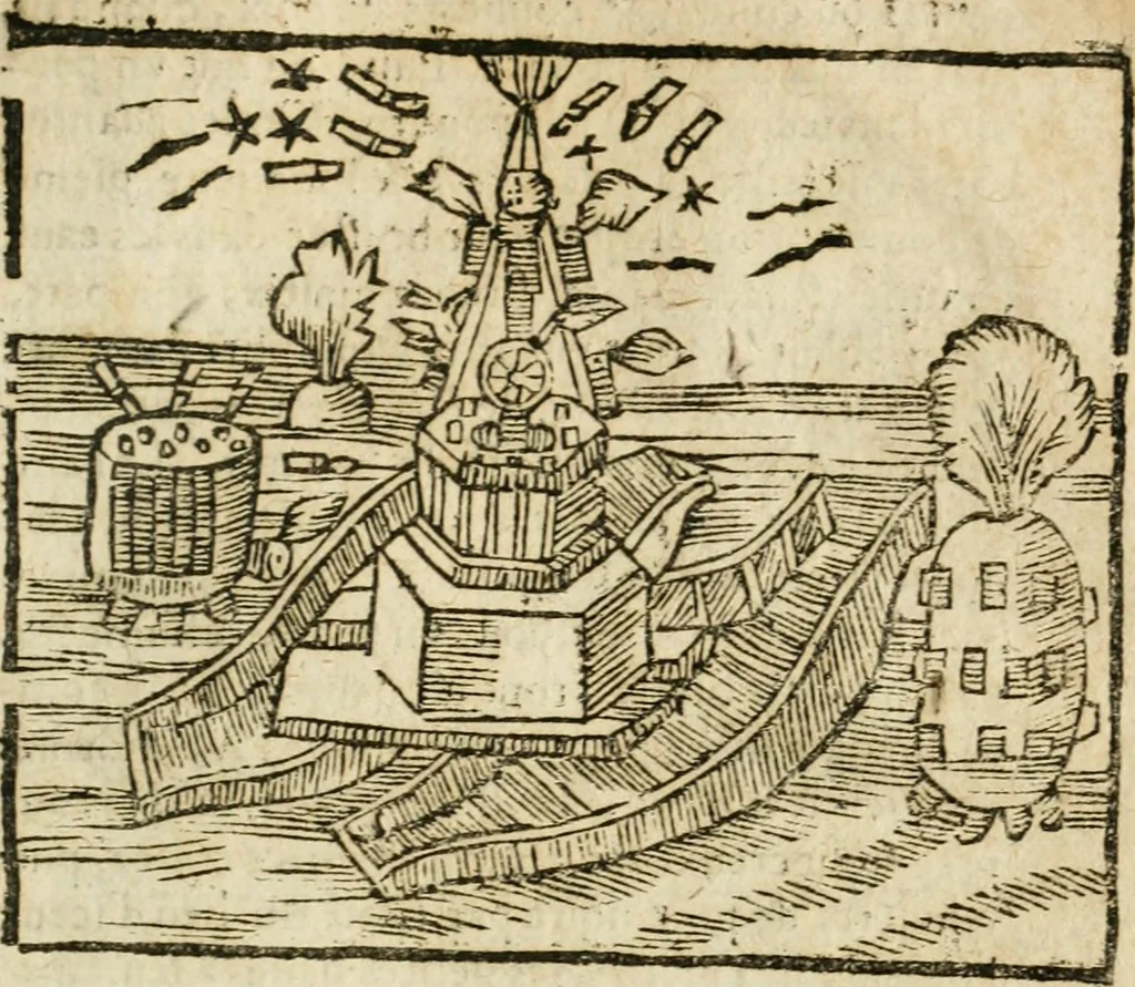 An illustration from Examen dv livre des Recreations mathematiqves, & de ses problemes en geometrie mechanique, optique & catoptrique [du J. Leurechon] Où sont aussi discutées & restabiles plusieurs experiences physiques y proposées, 1639, leaf 430