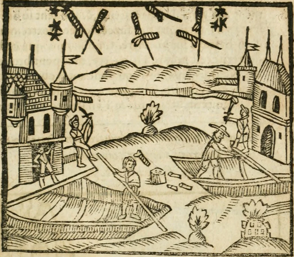An illustration from Examen dv livre des Recreations mathematiqves, & de ses problemes en geometrie mechanique, optique & catoptrique [du J. Leurechon] Où sont aussi discutées & restabiles plusieurs experiences physiques y proposées, 1639, leaf 434