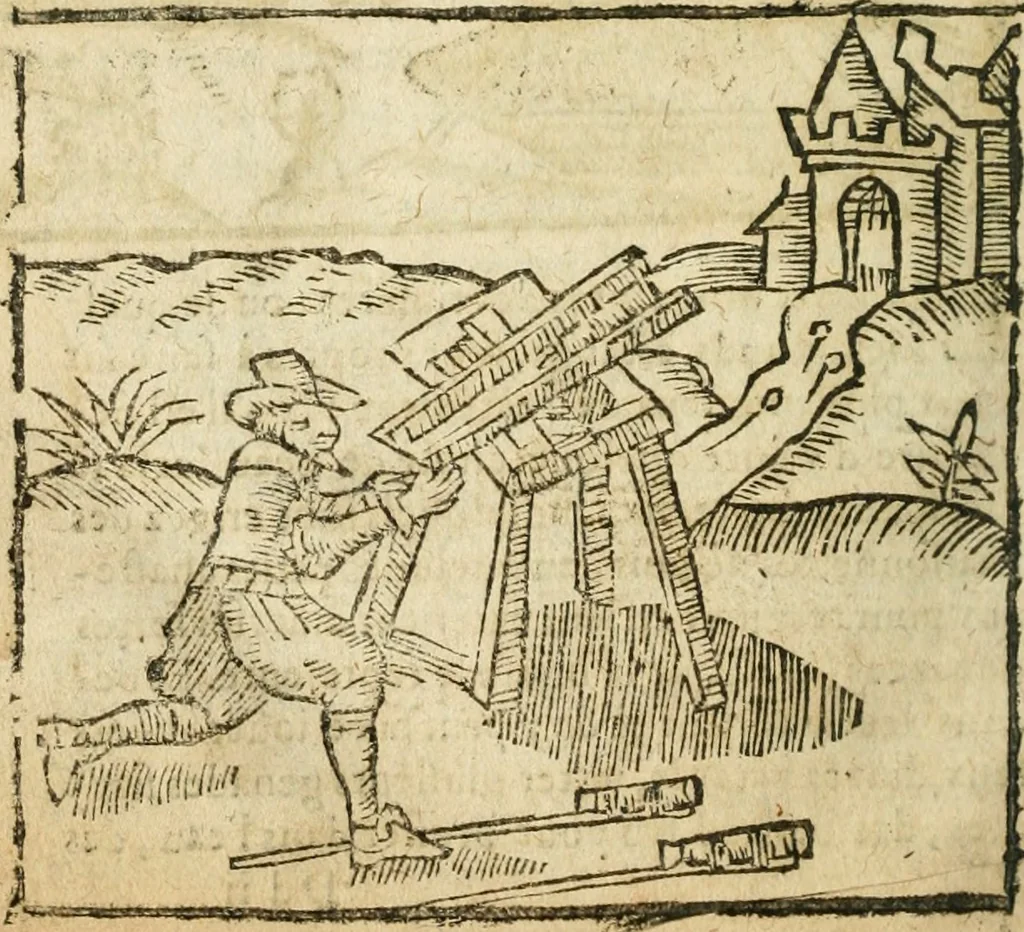An illustration from Examen dv livre des Recreations mathematiqves, & de ses problemes en geometrie mechanique, optique & catoptrique [du J. Leurechon] Où sont aussi discutées & restabiles plusieurs experiences physiques y proposées, 1639, leaf 435