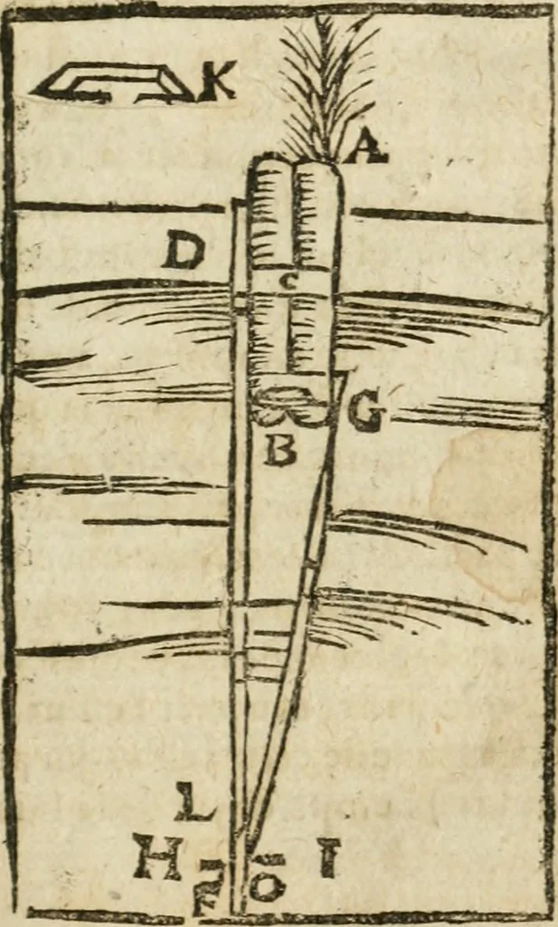 An illustration from Examen dv livre des Recreations mathematiqves, & de ses problemes en geometrie mechanique, optique & catoptrique [du J. Leurechon] Où sont aussi discutées & restabiles plusieurs experiences physiques y proposées, 1639, leaf 438