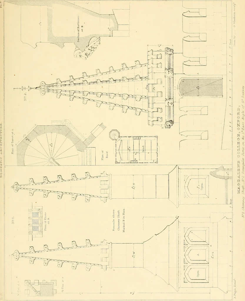 An illustration from Examples of Gothic architecture : selected from various ancient edifices in England ; consisting of plans, elevations, sections, and parts at large ; calculated to exemplify the various styles and the practical construction of this admired class of architecture ; accompanied by historical and descriptive accounts, 1895, leaf 127