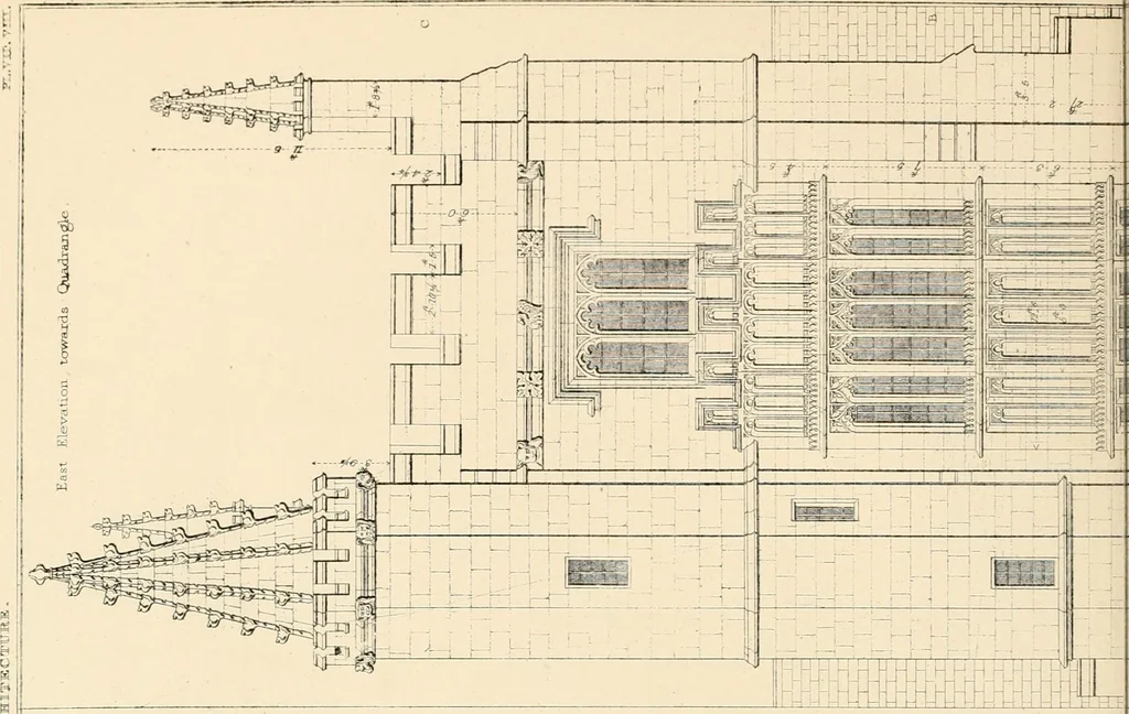An illustration from Examples of Gothic architecture : selected from various ancient edifices in England ; consisting of plans, elevations, sections, and parts at large ; calculated to exemplify the various styles and the practical construction of this admired class of architecture ; accompanied by historical and descriptive accounts, 1895, leaf 132