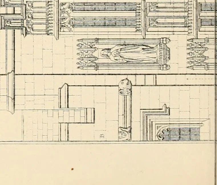 An illustration from Examples of Gothic architecture : selected from various ancient edifices in England ; consisting of plans, elevations, sections, and parts at large ; calculated to exemplify the various styles and the practical construction of this admired class of architecture ; accompanied by historical and descriptive accounts, 1895, leaf 132