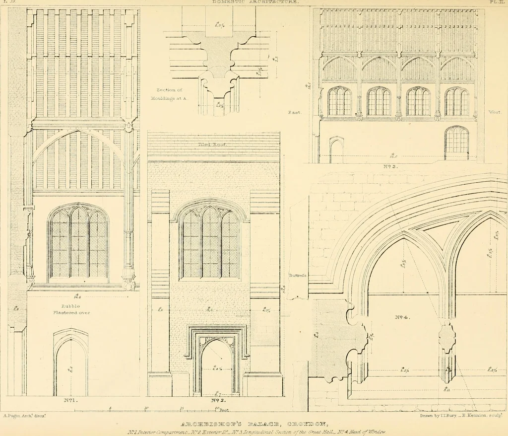 An illustration from Examples of Gothic architecture : selected from various ancient edifices in England ; consisting of plans, elevations, sections, and parts at large ; calculated to exemplify the various styles and the practical construction of this admired class of architecture ; accompanied by historical and descriptive accounts, 1895, leaf 163
