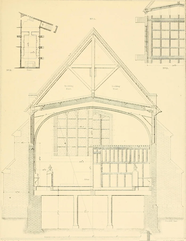 An illustration from Examples of Gothic architecture : selected from various ancient edifices in England ; consisting of plans, elevations, sections, and parts at large ; calculated to exemplify the various styles and the practical construction of this admired class of architecture ; accompanied by historical and descriptive accounts, 1895, leaf 167