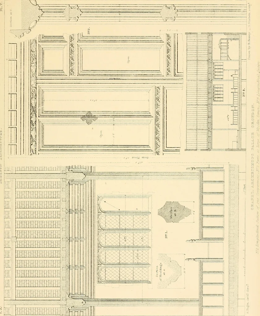 An illustration from Examples of Gothic architecture : selected from various ancient edifices in England ; consisting of plans, elevations, sections, and parts at large ; calculated to exemplify the various styles and the practical construction of this admired class of architecture ; accompanied by historical and descriptive accounts, 1895, leaf 169