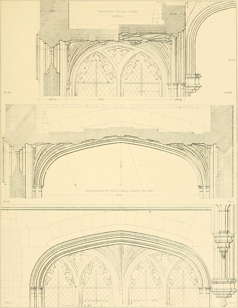 An illustration from Examples of Gothic architecture : selected from various ancient edifices in England ; consisting of plans, elevations, sections, and parts at large ; calculated to exemplify the various styles and the practical construction of this admired class of architecture ; accompanied by historical and descriptive accounts, 1895, leaf 173