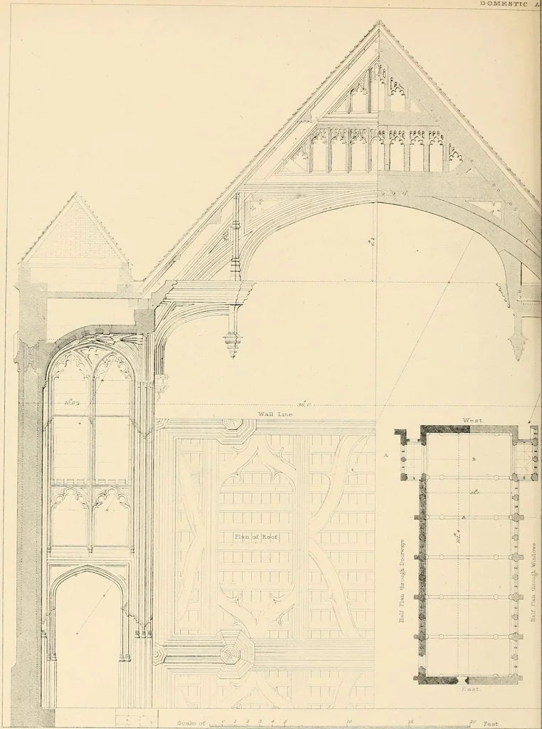 An illustration from Examples of Gothic architecture : selected from various ancient edifices in England ; consisting of plans, elevations, sections, and parts at large ; calculated to exemplify the various styles and the practical construction of this admired class of architecture ; accompanied by historical and descriptive accounts, 1895, leaf 178