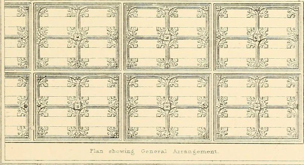 An illustration from Examples of Gothic architecture : selected from various ancient edifices in England ; consisting of plans, elevations, sections, and parts at large ; calculated to exemplify the various styles and the practical construction of this admired class of architecture ; accompanied by historical and descriptive accounts, 1895, leaf 187