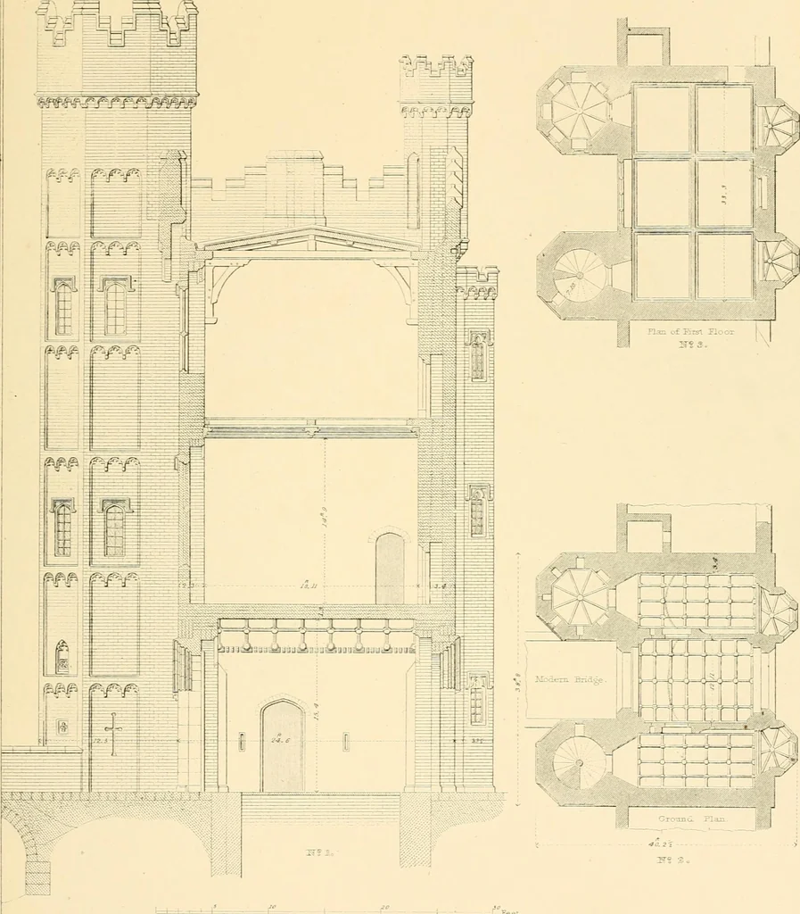 An illustration from Examples of Gothic architecture : selected from various ancient edifices in England ; consisting of plans, elevations, sections, and parts at large ; calculated to exemplify the various styles and the practical construction of this admired class of architecture ; accompanied by historical and descriptive accounts, 1895, leaf 197