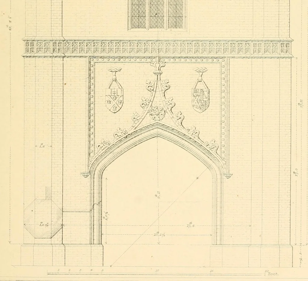 An illustration from Examples of Gothic architecture : selected from various ancient edifices in England ; consisting of plans, elevations, sections, and parts at large ; calculated to exemplify the various styles and the practical construction of this admired class of architecture ; accompanied by historical and descriptive accounts, 1895, leaf 207