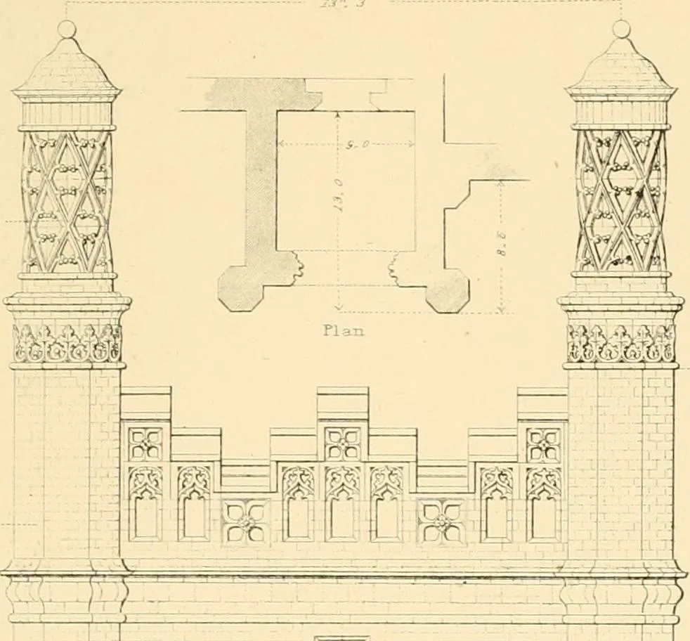 An illustration from Examples of Gothic architecture : selected from various ancient edifices in England ; consisting of plans, elevations, sections, and parts at large ; calculated to exemplify the various styles and the practical construction of this admired class of architecture ; accompanied by historical and descriptive accounts, 1895, leaf 209