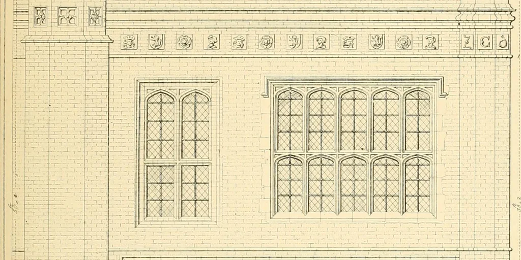 An illustration from Examples of Gothic architecture : selected from various ancient edifices in England ; consisting of plans, elevations, sections, and parts at large ; calculated to exemplify the various styles and the practical construction of this admired class of architecture ; accompanied by historical and descriptive accounts, 1895, leaf 211