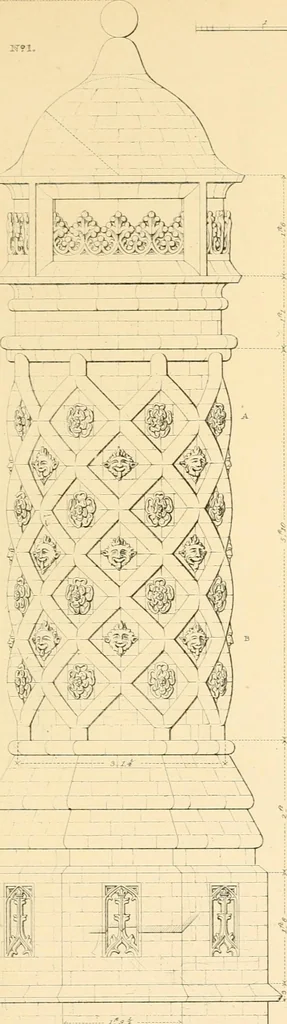 An illustration from Examples of Gothic architecture : selected from various ancient edifices in England ; consisting of plans, elevations, sections, and parts at large ; calculated to exemplify the various styles and the practical construction of this admired class of architecture ; accompanied by historical and descriptive accounts, 1895, leaf 215