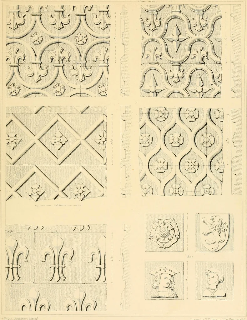 An illustration from Examples of Gothic architecture : selected from various ancient edifices in England ; consisting of plans, elevations, sections, and parts at large ; calculated to exemplify the various styles and the practical construction of this admired class of architecture ; accompanied by historical and descriptive accounts, 1895, leaf 221