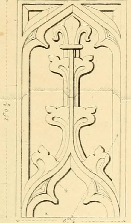 An illustration from Examples of Gothic architecture : selected from various ancient edifices in England ; consisting of plans, elevations, sections, and parts at large ; calculated to exemplify the various styles and the practical construction of this admired class of architecture ; accompanied by historical and descriptive accounts, 1895, leaf 223