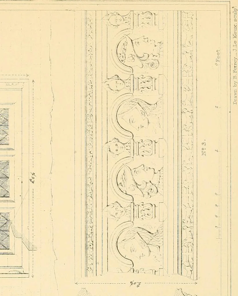 An illustration from Examples of Gothic architecture : selected from various ancient edifices in England ; consisting of plans, elevations, sections, and parts at large ; calculated to exemplify the various styles and the practical construction of this admired class of architecture ; accompanied by historical and descriptive accounts, 1895, leaf 233