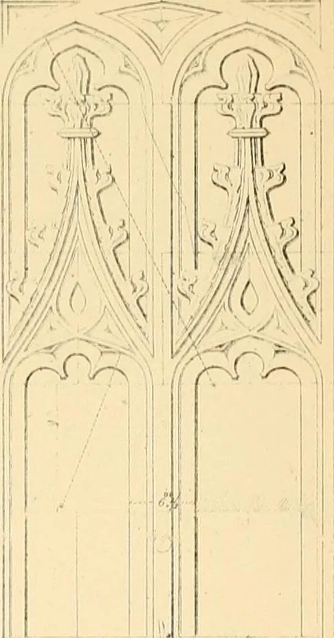 An illustration from Examples of Gothic architecture : selected from various ancient edifices in England ; consisting of plans, elevations, sections, and parts at large ; calculated to exemplify the various styles and the practical construction of this admired class of architecture ; accompanied by historical and descriptive accounts, 1895, leaf 235