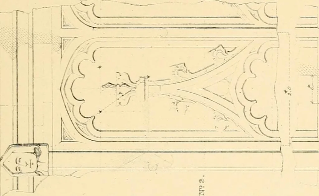 An illustration from Examples of Gothic architecture : selected from various ancient edifices in England ; consisting of plans, elevations, sections, and parts at large ; calculated to exemplify the various styles and the practical construction of this admired class of architecture ; accompanied by historical and descriptive accounts, 1895, leaf 235