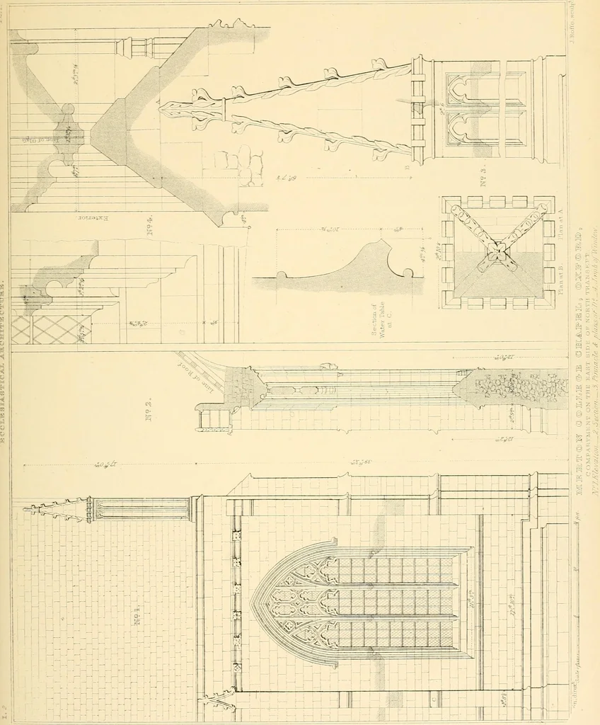 An illustration from Examples of Gothic architecture : selected from various ancient edifices in England ; consisting of plans, elevations, sections, and parts at large ; calculated to exemplify the various styles and the practical construction of this admired class of architecture ; accompanied by historical and descriptive accounts, 1895, leaf 89