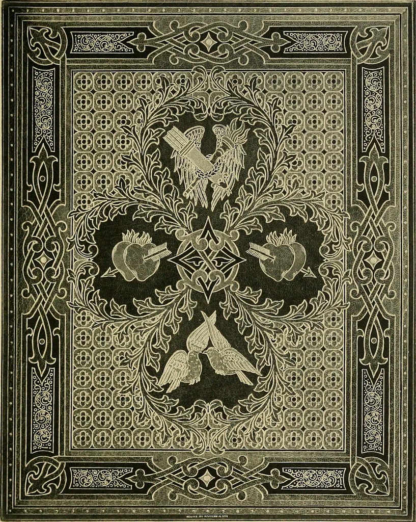 An illustration from Examples of bookbinding executed by Robt. Rivière & Son : exhibited at the Leipzig Exhibition in 1914 for a few weeks prior to the Great War on the outbreak of which they were placed in the cellars of the Leipzig Museum, where they remained for five years, 1920, leaf 26