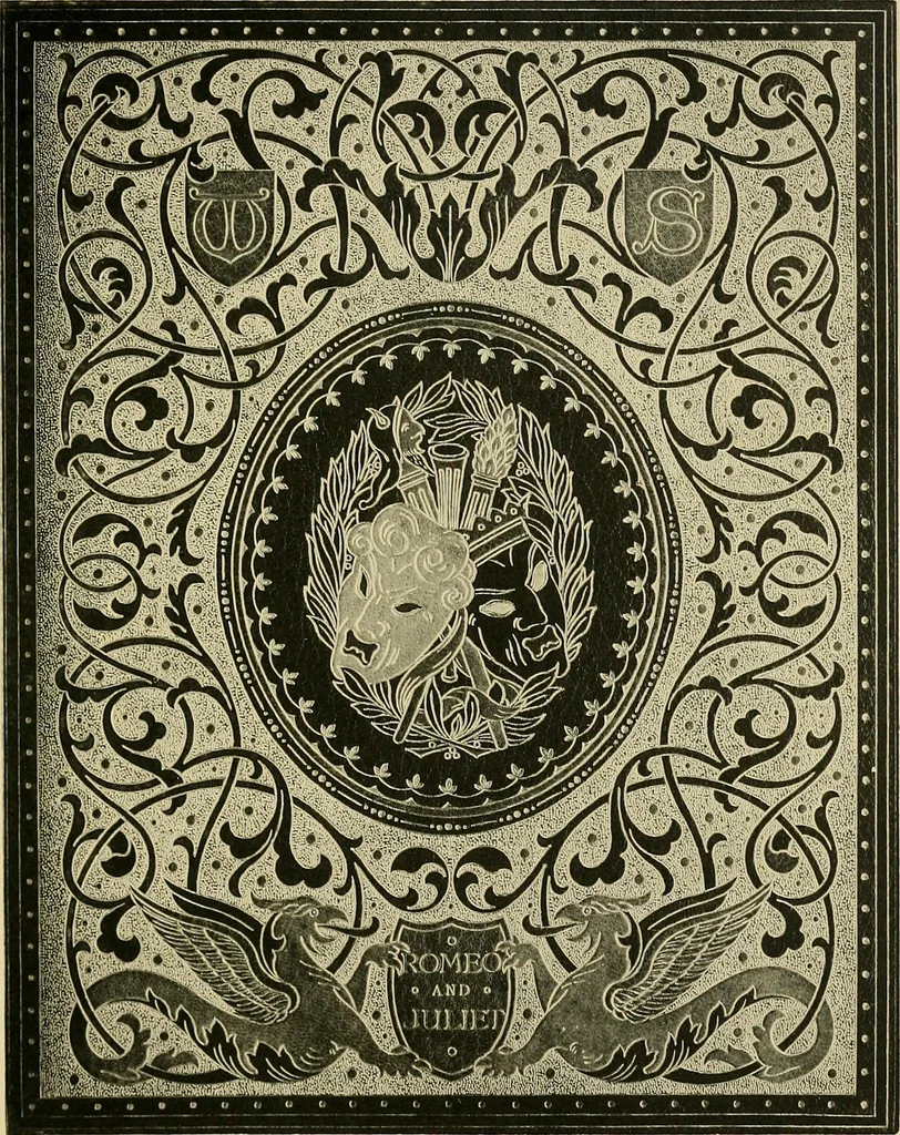 An illustration from Examples of bookbinding executed by Robt. Rivière & Son : exhibited at the Leipzig Exhibition in 1914 for a few weeks prior to the Great War on the outbreak of which they were placed in the cellars of the Leipzig Museum, where they remained for five years, 1920, leaf 30