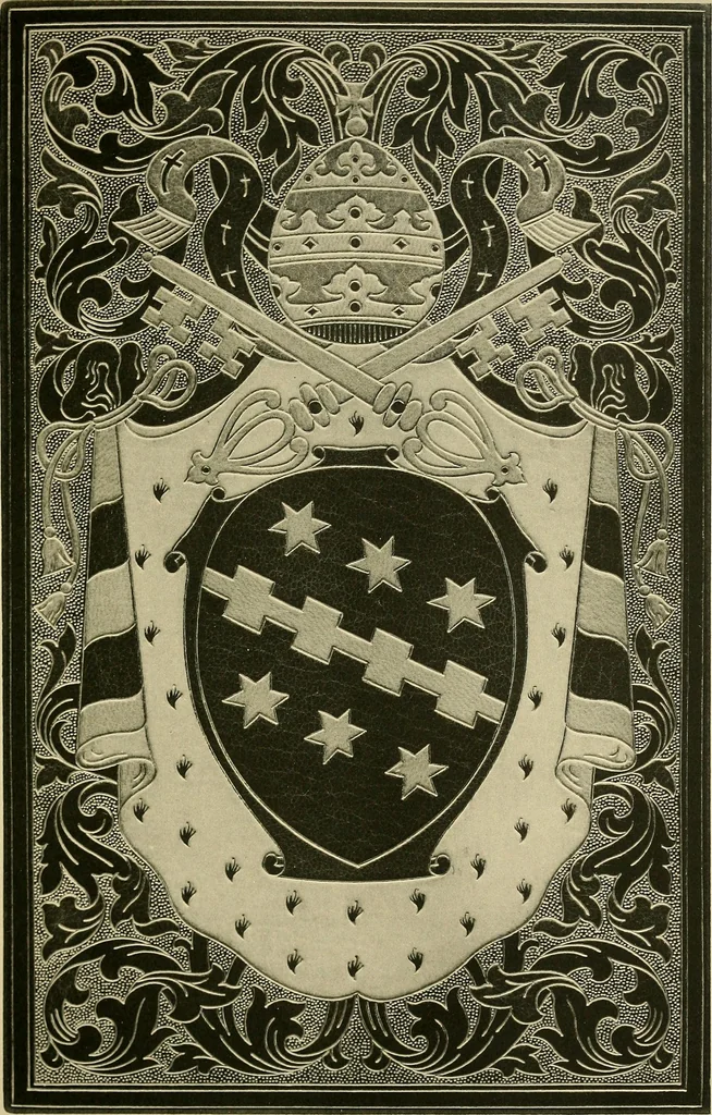 An illustration from Examples of bookbinding executed by Robt. Rivière & Son : exhibited at the Leipzig Exhibition in 1914 for a few weeks prior to the Great War on the outbreak of which they were placed in the cellars of the Leipzig Museum, where they remained for five years, 1920, leaf 36