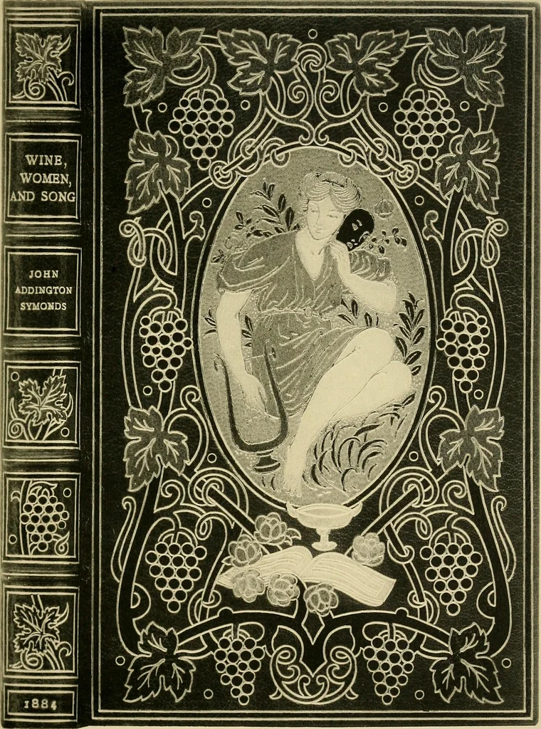 An illustration from Examples of bookbinding executed by Robt. Rivière & Son : exhibited at the Leipzig Exhibition in 1914 for a few weeks prior to the Great War on the outbreak of which they were placed in the cellars of the Leipzig Museum, where they remained for five years, 1920, leaf 54