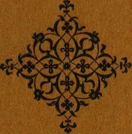 An illustration from Examples of bookbinding executed by Robt. Rivière & Son : exhibited at the Leipzig Exhibition in 1914 for a few weeks prior to the Great War on the outbreak of which they were placed in the cellars of the Leipzig Museum, where they remained for five years, 1920, leaf 6