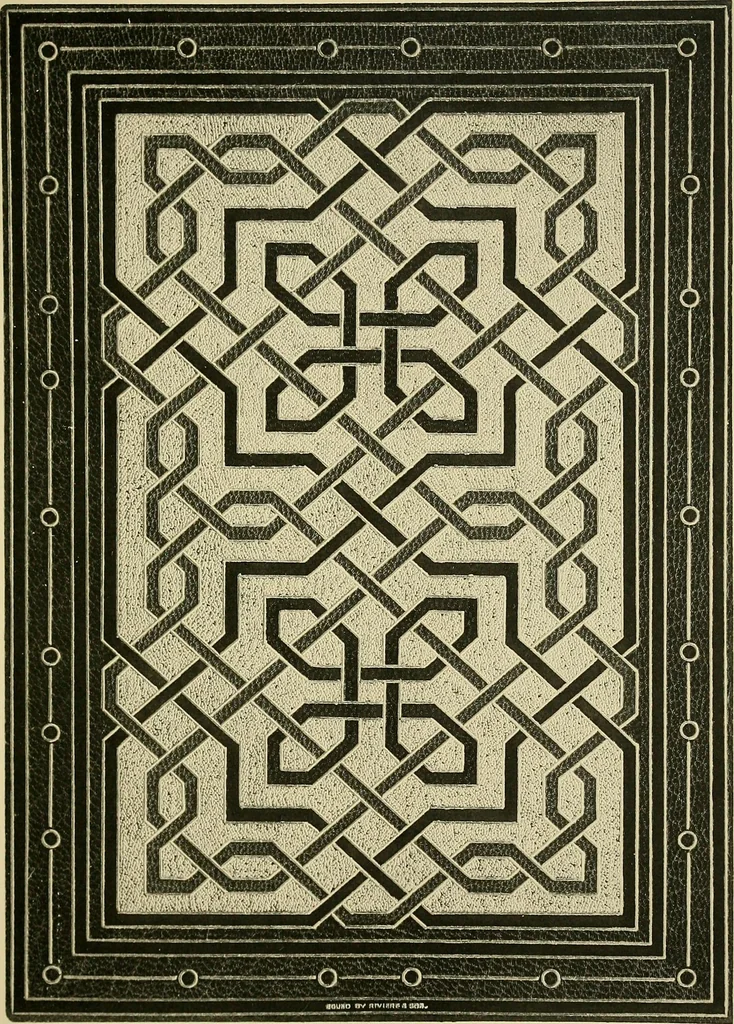 An illustration from Examples of bookbinding executed by Robt. Rivière & Son : exhibited at the Leipzig Exhibition in 1914 for a few weeks prior to the Great War on the outbreak of which they were placed in the cellars of the Leipzig Museum, where they remained for five years, 1920, leaf 66