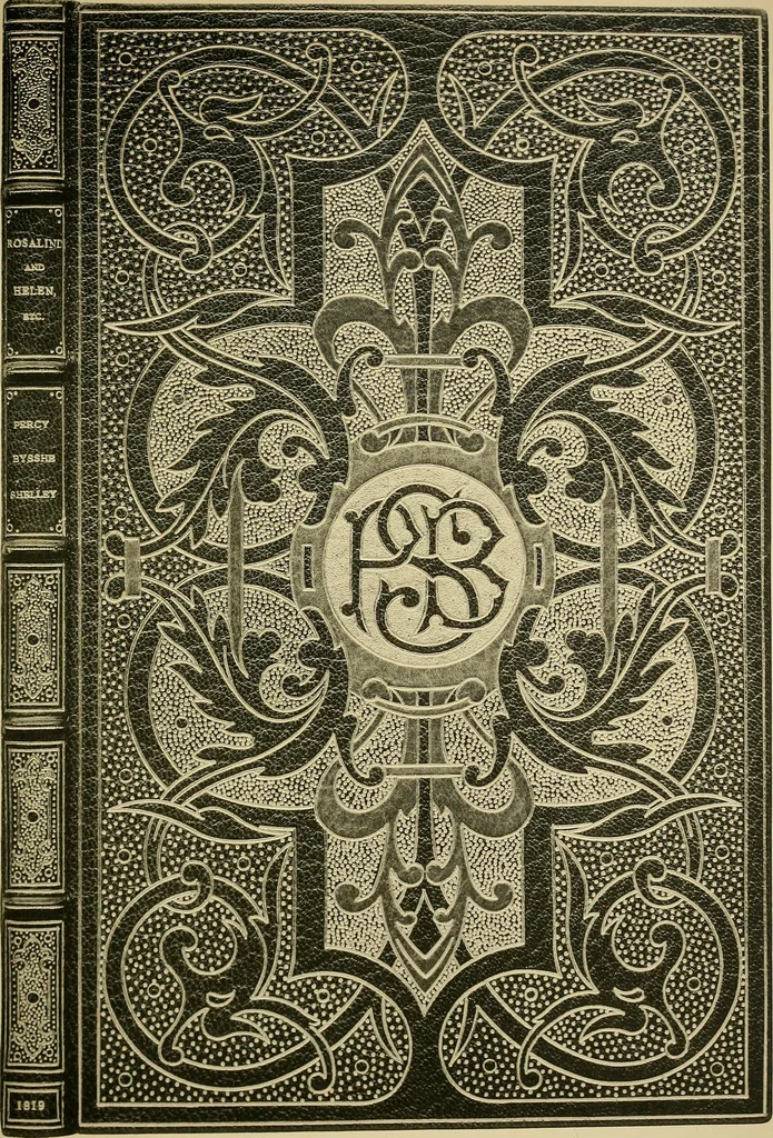 An illustration from Examples of bookbinding executed by Robt. Rivière & Son : exhibited at the Leipzig Exhibition in 1914 for a few weeks prior to the Great War on the outbreak of which they were placed in the cellars of the Leipzig Museum, where they remained for five years, 1920, leaf 78