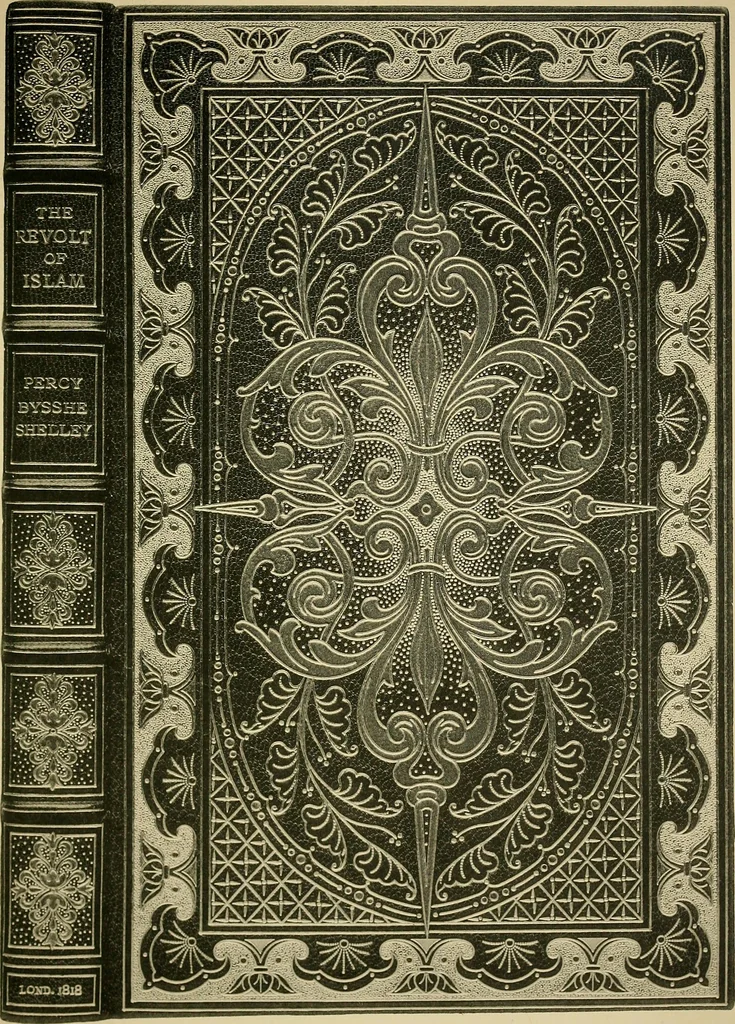 An illustration from Examples of bookbinding executed by Robt. Rivière & Son : exhibited at the Leipzig Exhibition in 1914 for a few weeks prior to the Great War on the outbreak of which they were placed in the cellars of the Leipzig Museum, where they remained for five years, 1920, leaf 90
