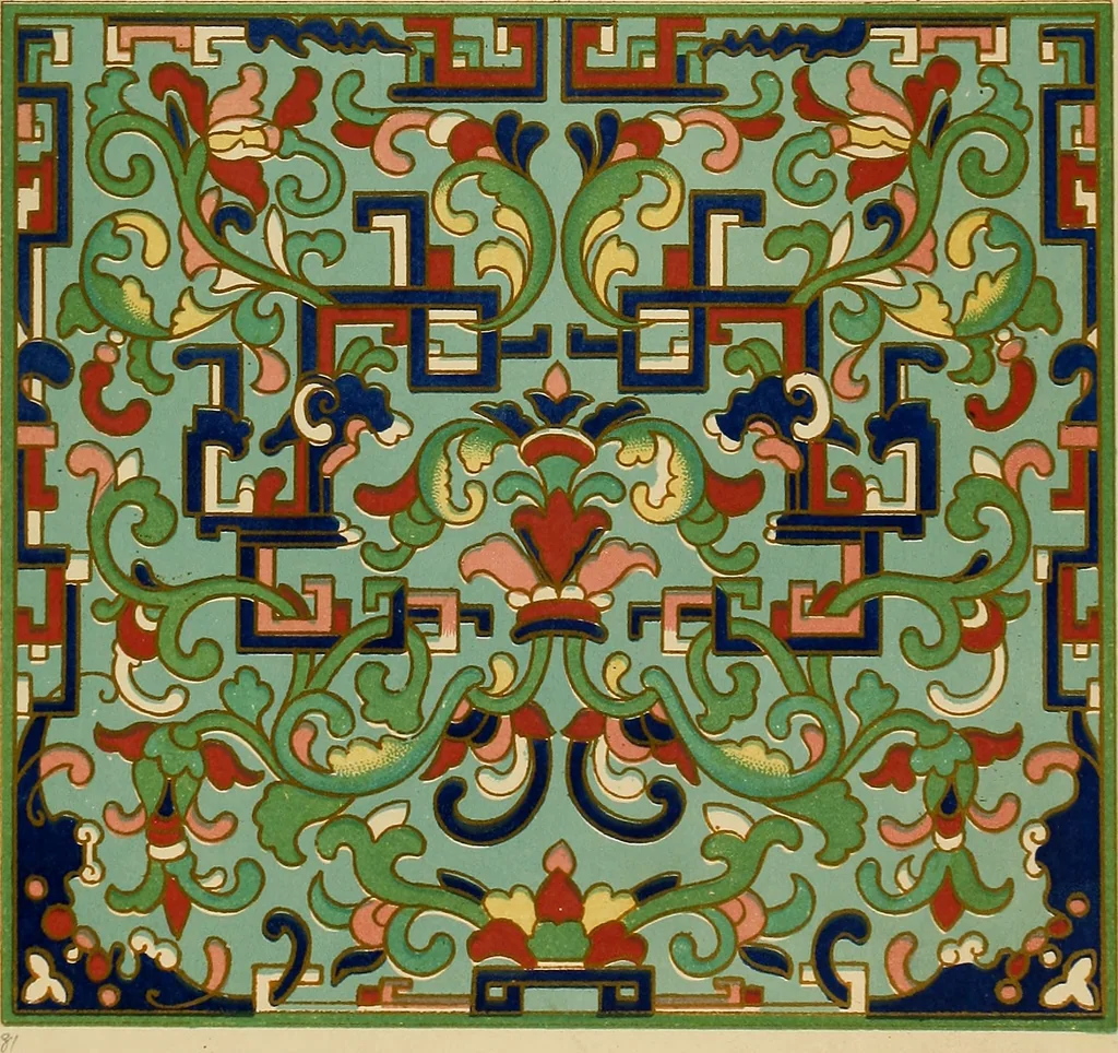 An illustration from Examples of Chinese ornament selected from objects in the South Kensington museum and other collections, 1867, leaf 96