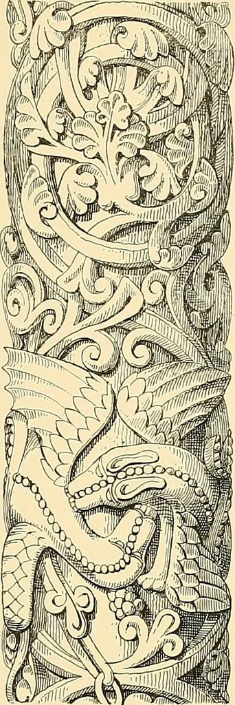 An illustration from Examples of English medieval foliage and coloured decoration, taken from buildings of the twelfth to the fifteenth century: with descriptive letterpress, 1874, leaf 107